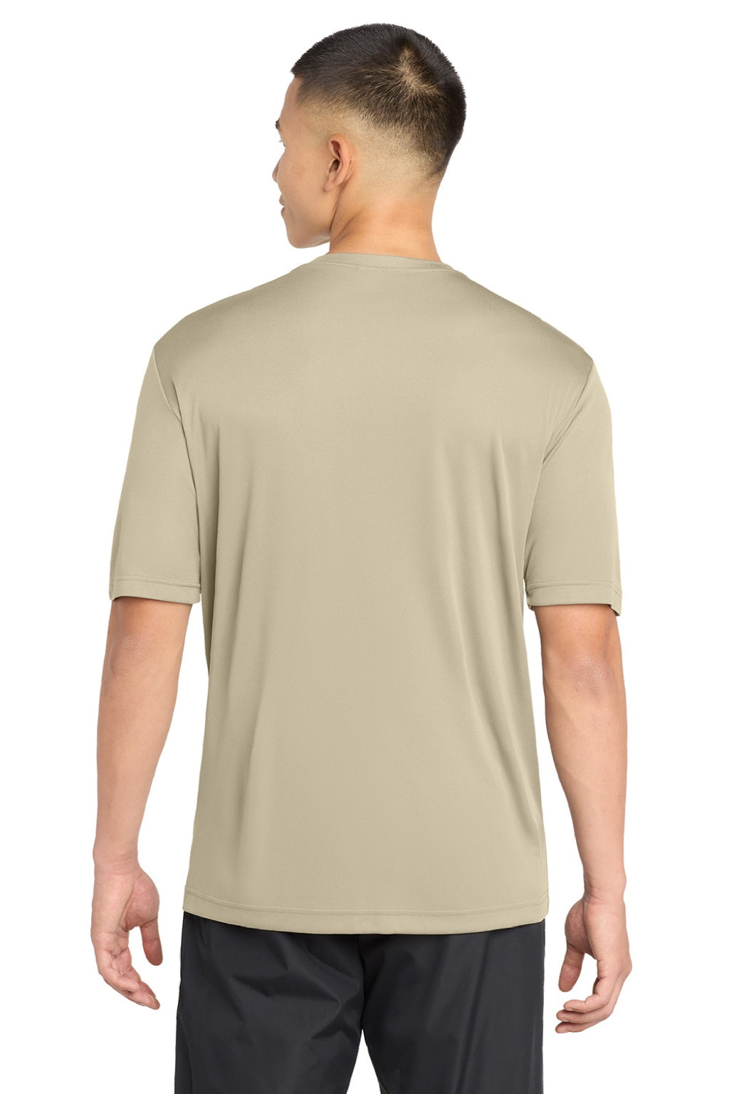 Sport-Tek ST350/TST350 Mens Competitor Moisture Wicking Short Sleeve Crewneck T-Shirt Sand Model Back