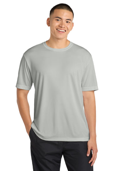 Sport-Tek ST350/TST350 Mens Competitor Moisture Wicking Short Sleeve Crewneck T-Shirt Silver Grey Model Front