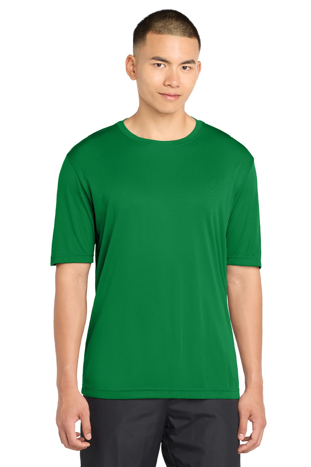 Sport-Tek ST350/TST350 Mens Competitor Moisture Wicking Short Sleeve Crewneck T-Shirt True Kelly Green Model Front