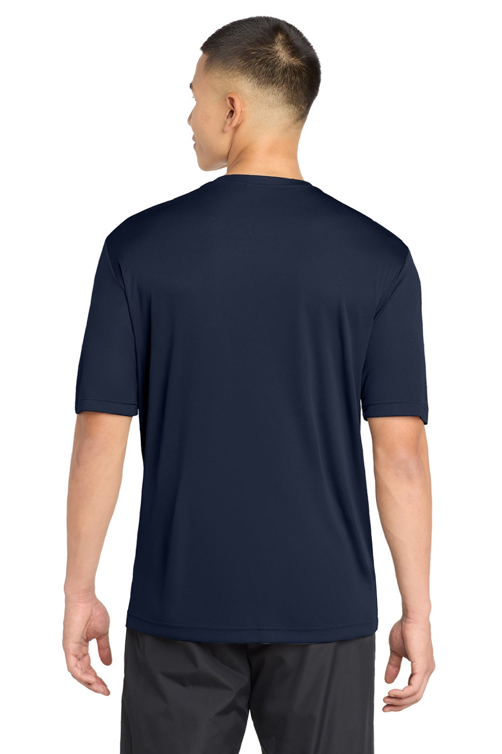 Sport-Tek ST350/TST350 Mens Competitor Moisture Wicking Short Sleeve Crewneck T-Shirt True Navy Blue Model Back