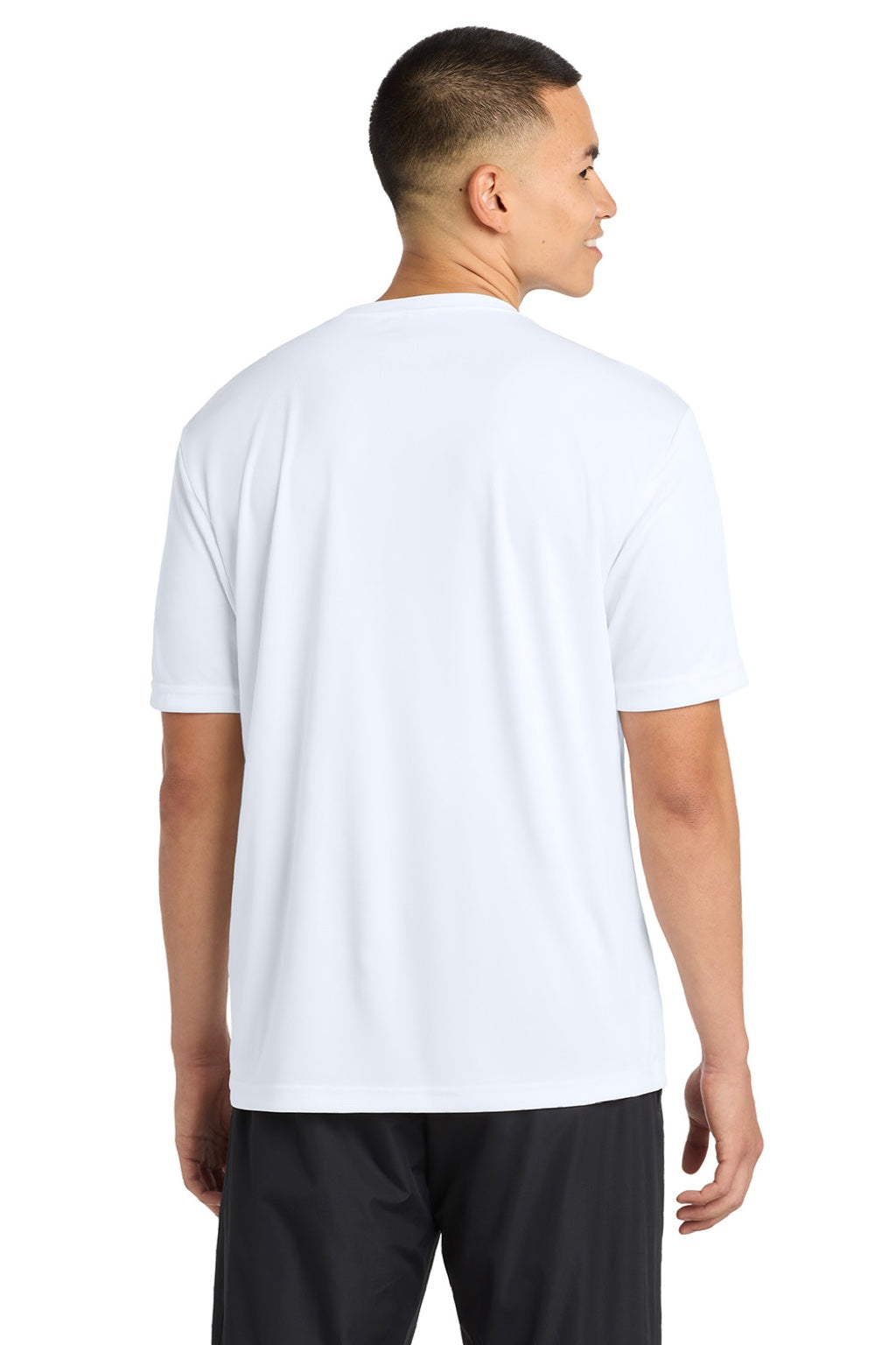 Sport-Tek ST350/TST350 Mens Competitor Moisture Wicking Short Sleeve Crewneck T-Shirt White Model Back