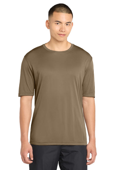 Sport-Tek ST350/TST350 Mens Competitor Moisture Wicking Short Sleeve Crewneck T-Shirt Woodland Brown Model Front