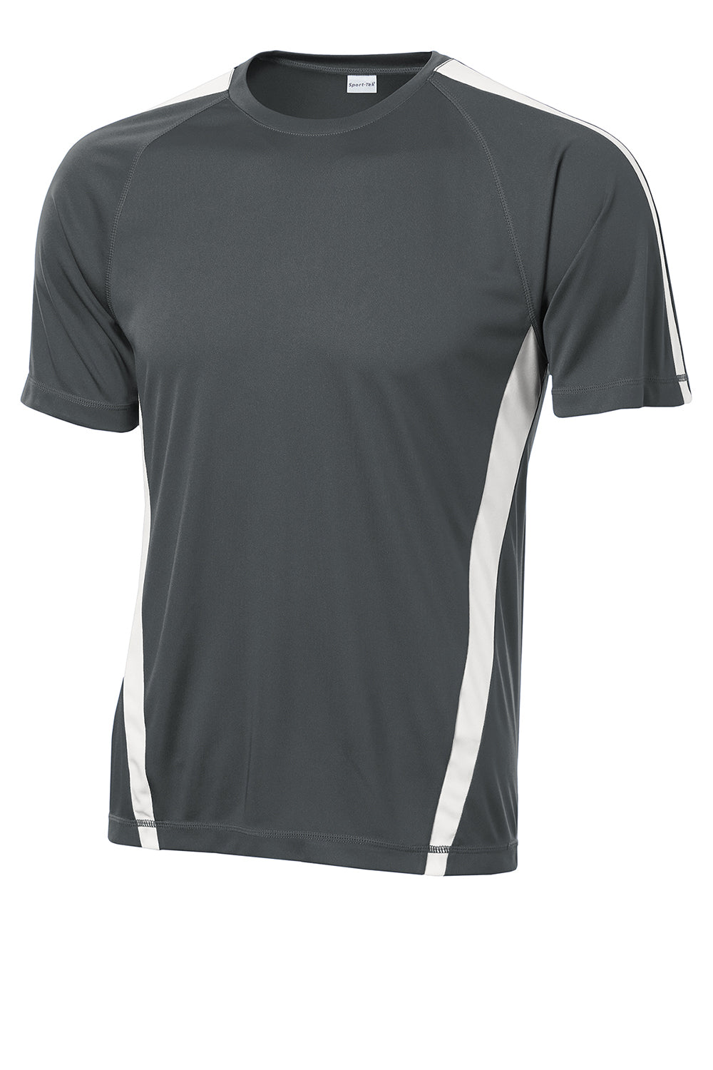 Sport-Tek ST351 Mens Competitor Moisture Wicking Short Sleeve Crewneck T-Shirt Iron Grey/White Flat Front