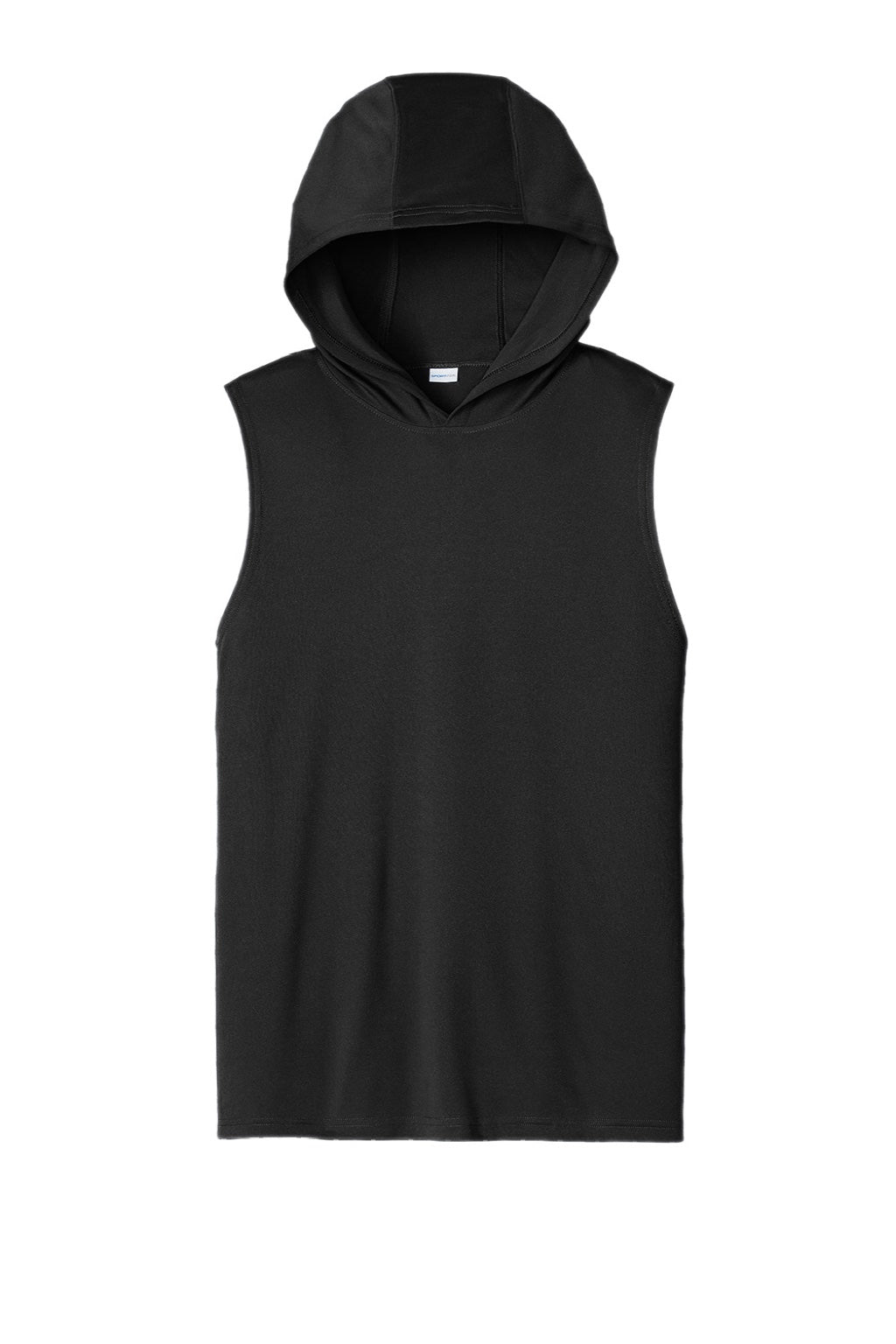 Sport-Tek ST352H Mens Moisture Wicking Competitor Hooded Tank Top Hoodie Black Flat Front