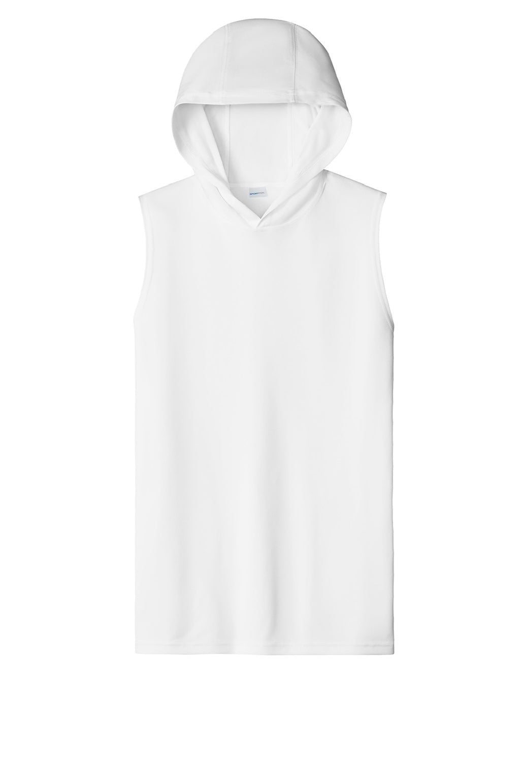 Sport-Tek ST352H Mens Moisture Wicking Competitor Hooded Tank Top Hoodie White Flat Front