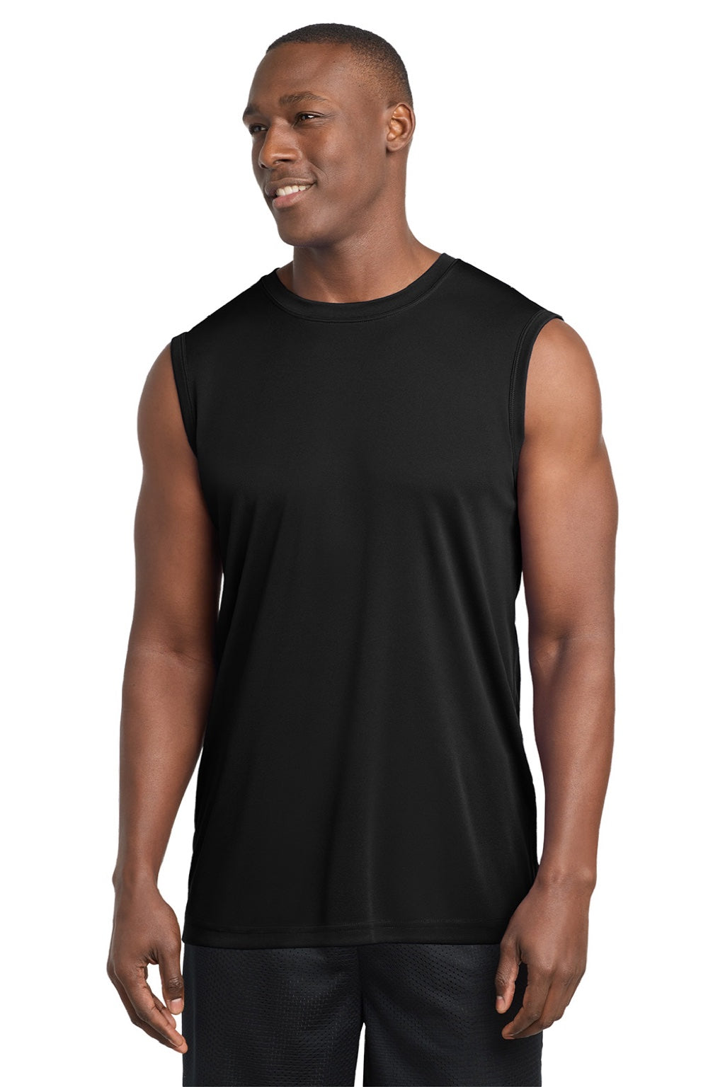 Sport-Tek ST352 Mens Competitor Moisture Wicking Tank Top Black Model Front