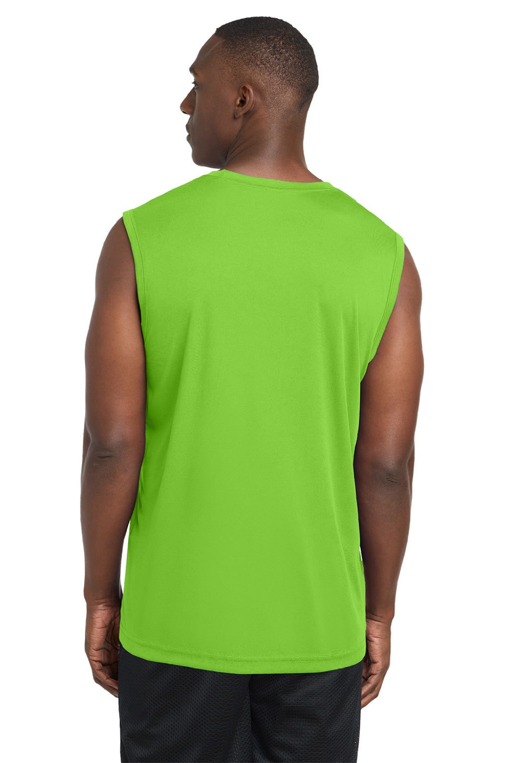 Sport-Tek ST352 Mens Competitor Moisture Wicking Tank Top Lime Shock Green Model Back