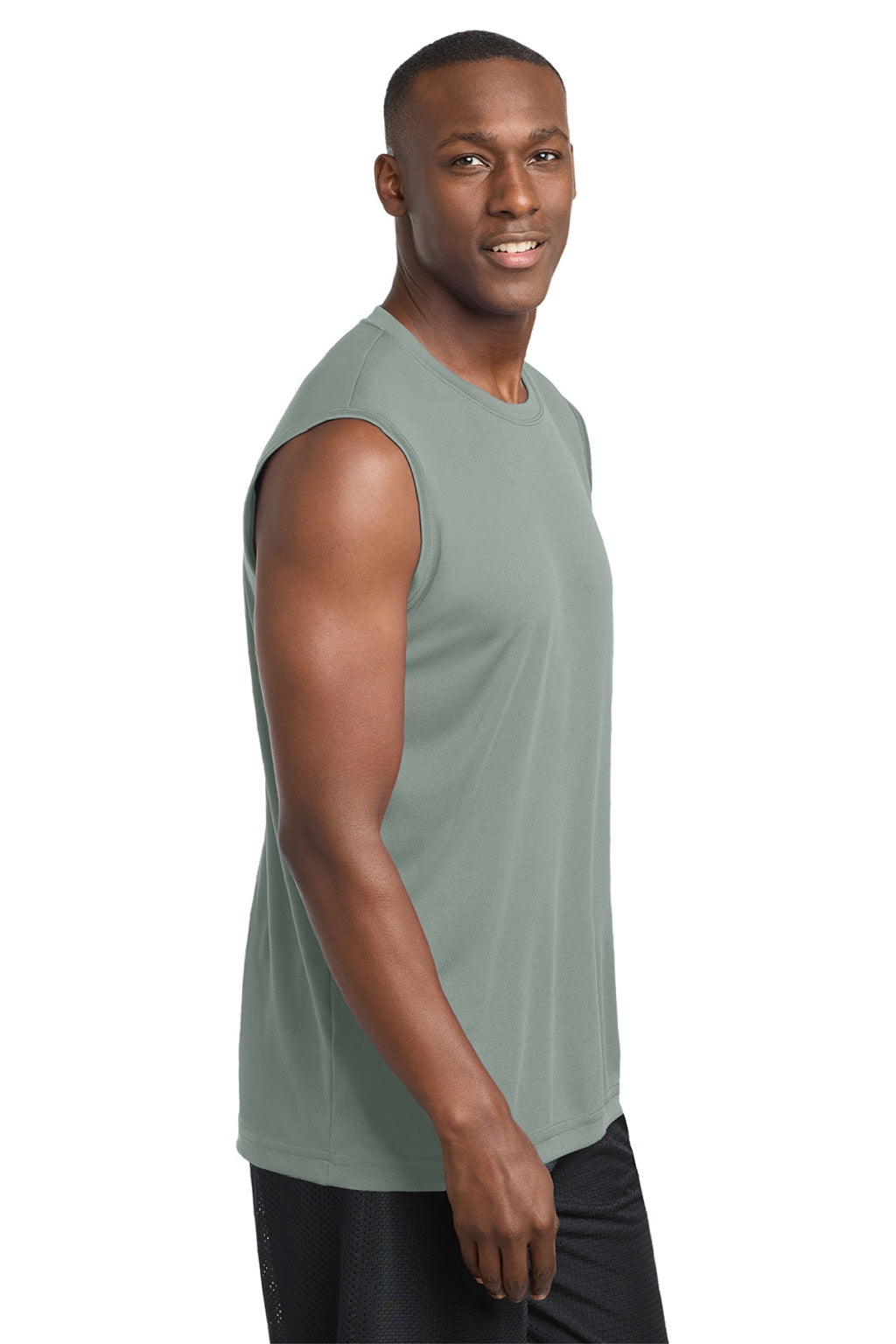 Sport-Tek ST352 Mens Competitor Moisture Wicking Tank Top Silver Grey Model Side