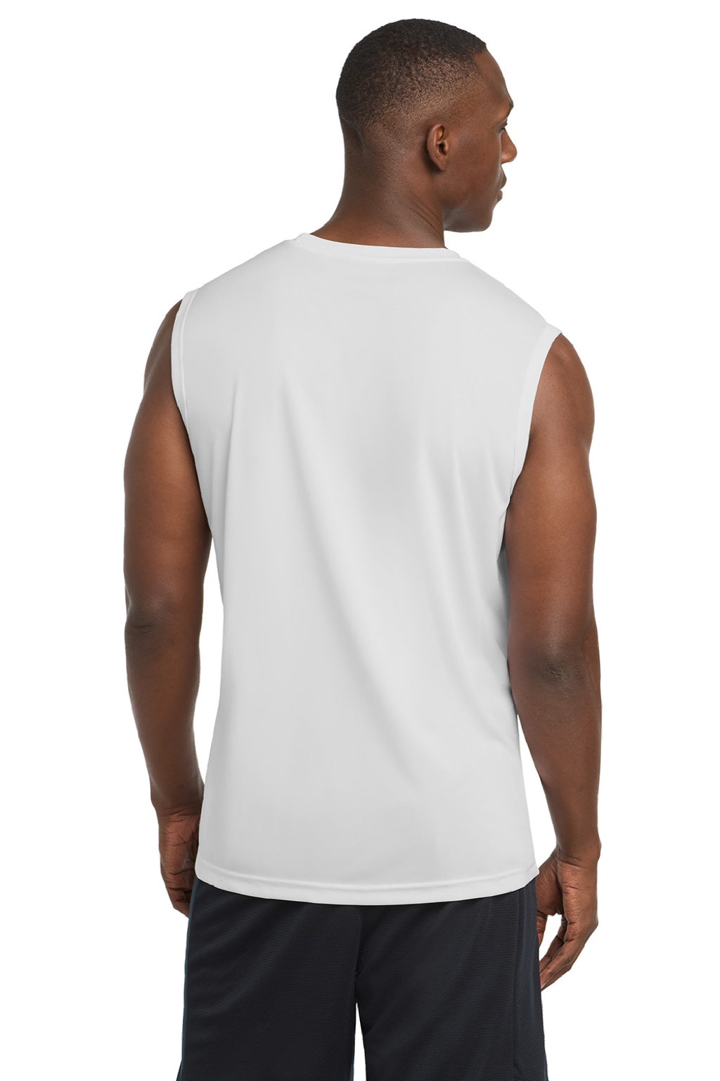 Sport-Tek ST352 Mens Competitor Moisture Wicking Tank Top White Model Back