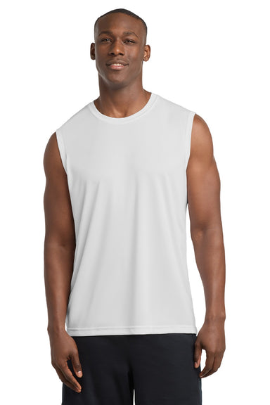 Sport-Tek ST352 Mens Competitor Moisture Wicking Tank Top White Model Front