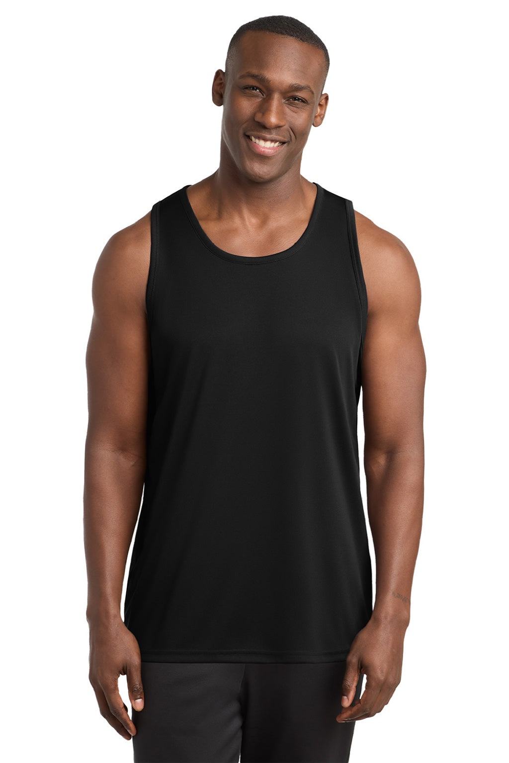 Sport-Tek ST356 Mens Competitor Moisture Wicking Tank Top Black Model Front