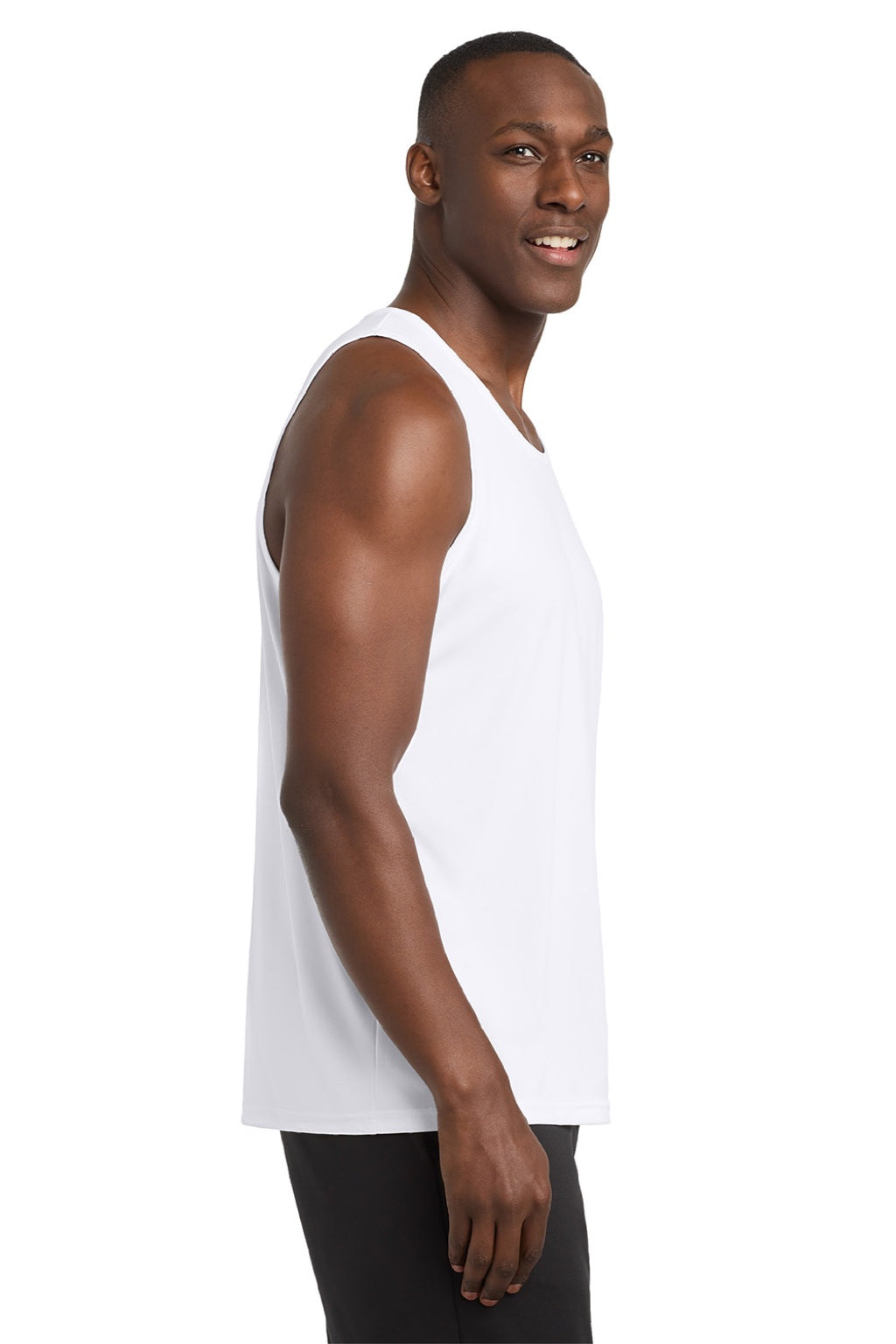 Sport-Tek ST356 Mens Competitor Moisture Wicking Tank Top White Model Side