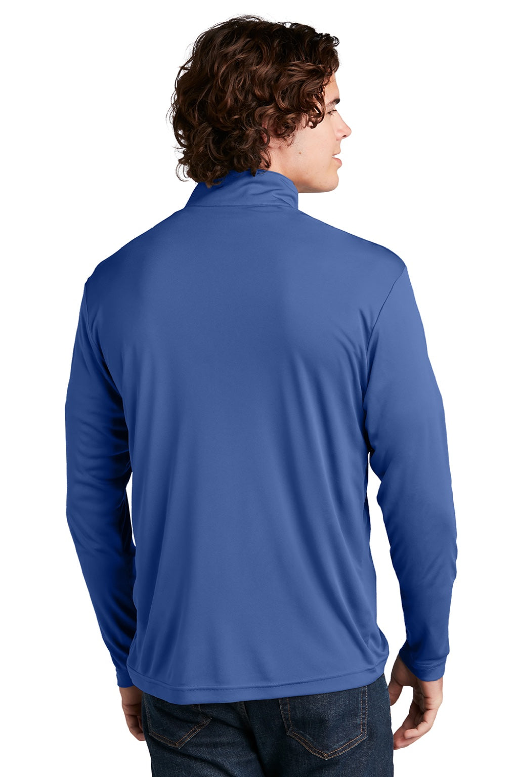 Sport-Tek ST357 Mens Competitor Moisture Wicking 1/4 Zip Sweatshirt Royal Blue Model Back