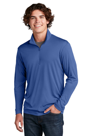Sport-Tek ST357 Mens Competitor Moisture Wicking 1/4 Zip Sweatshirt Royal Blue Model Front