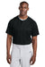 Sport-Tek ST359 Mens Moisture Wicking Competitor 2 Button Short Sleeve Henley Black Model Front