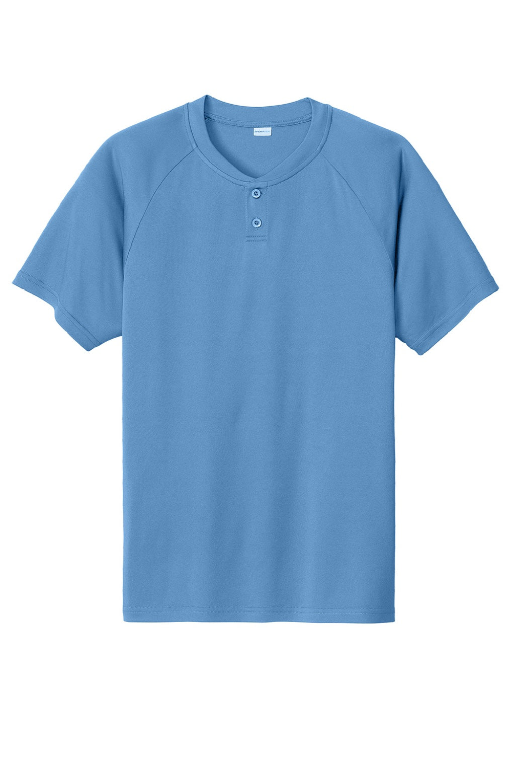 Sport-Tek ST359 Mens Moisture Wicking Competitor 2 Button Short Sleeve Henley Carolina Blue Flat Front