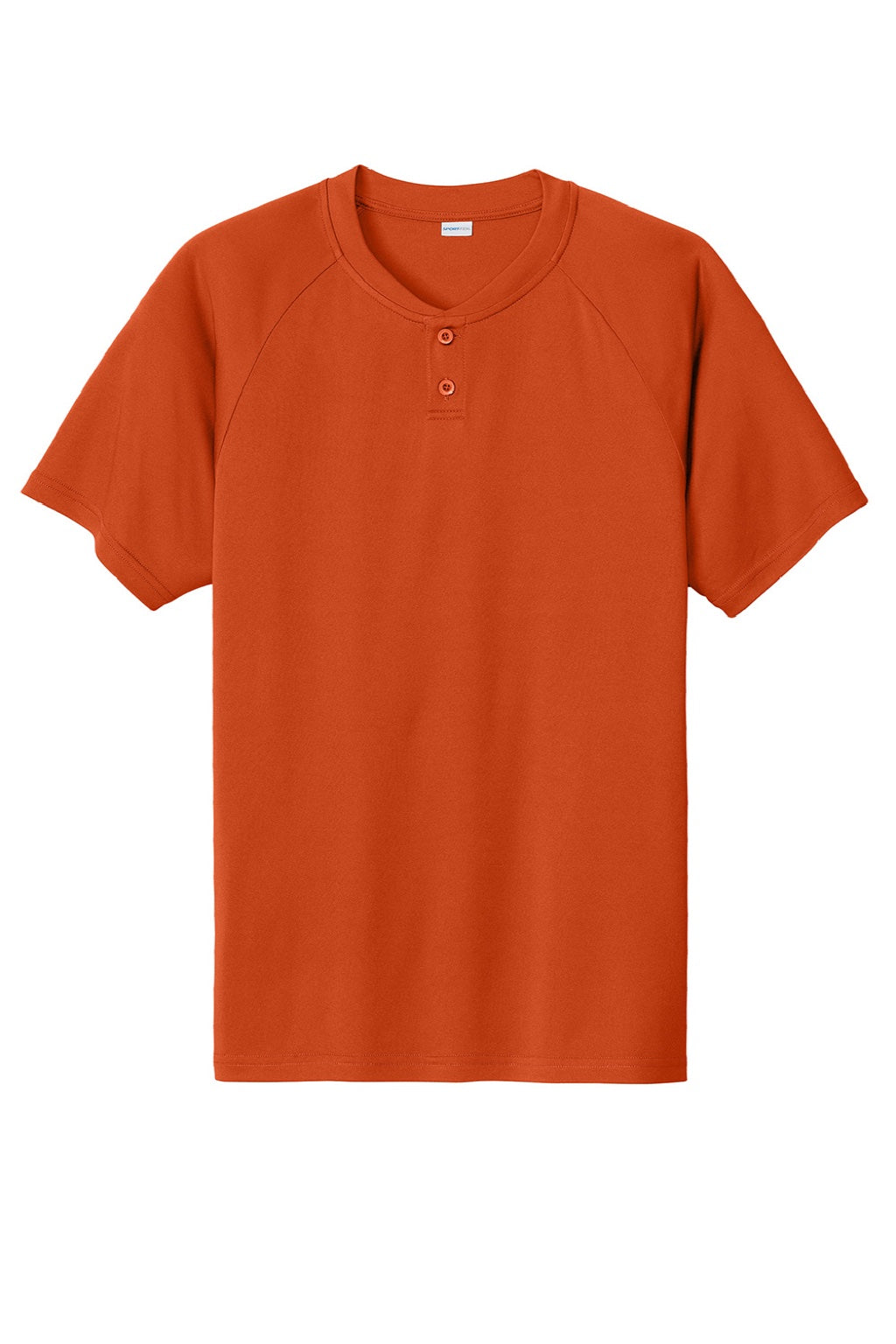 Sport-Tek ST359 Mens Moisture Wicking Competitor 2 Button Short Sleeve Henley Deep Orange Flat Front