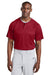 Sport-Tek ST359 Mens Moisture Wicking Competitor 2 Button Short Sleeve Henley Deep Red Model Front