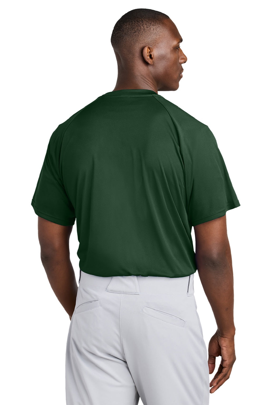 Sport-Tek ST359 Mens Moisture Wicking Competitor 2 Button Short Sleeve Henley Forest Green Model Back