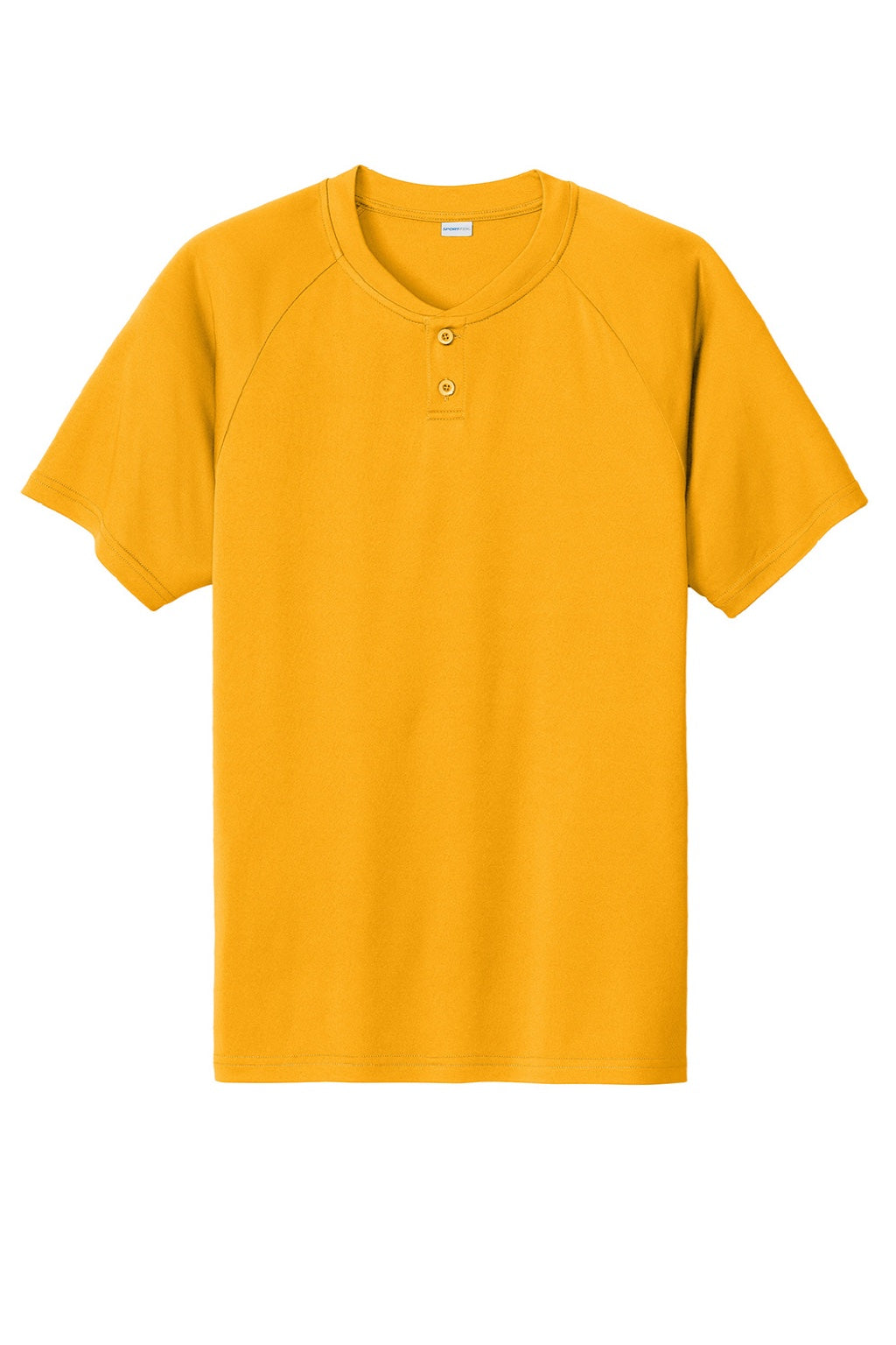 Sport-Tek ST359 Mens Moisture Wicking Competitor 2 Button Short Sleeve Henley Gold Flat Front