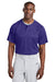 Sport-Tek ST359 Mens Moisture Wicking Competitor 2 Button Short Sleeve Henley Purple Model Front