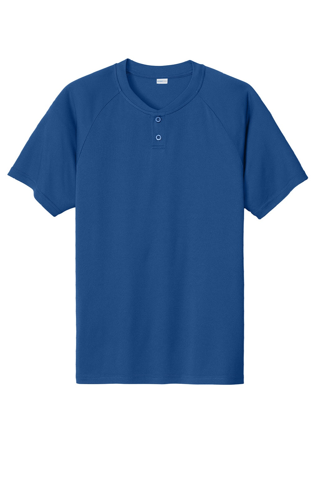 Sport-Tek ST359 Mens Moisture Wicking Competitor 2 Button Short Sleeve Henley Royal Blue Flat Front