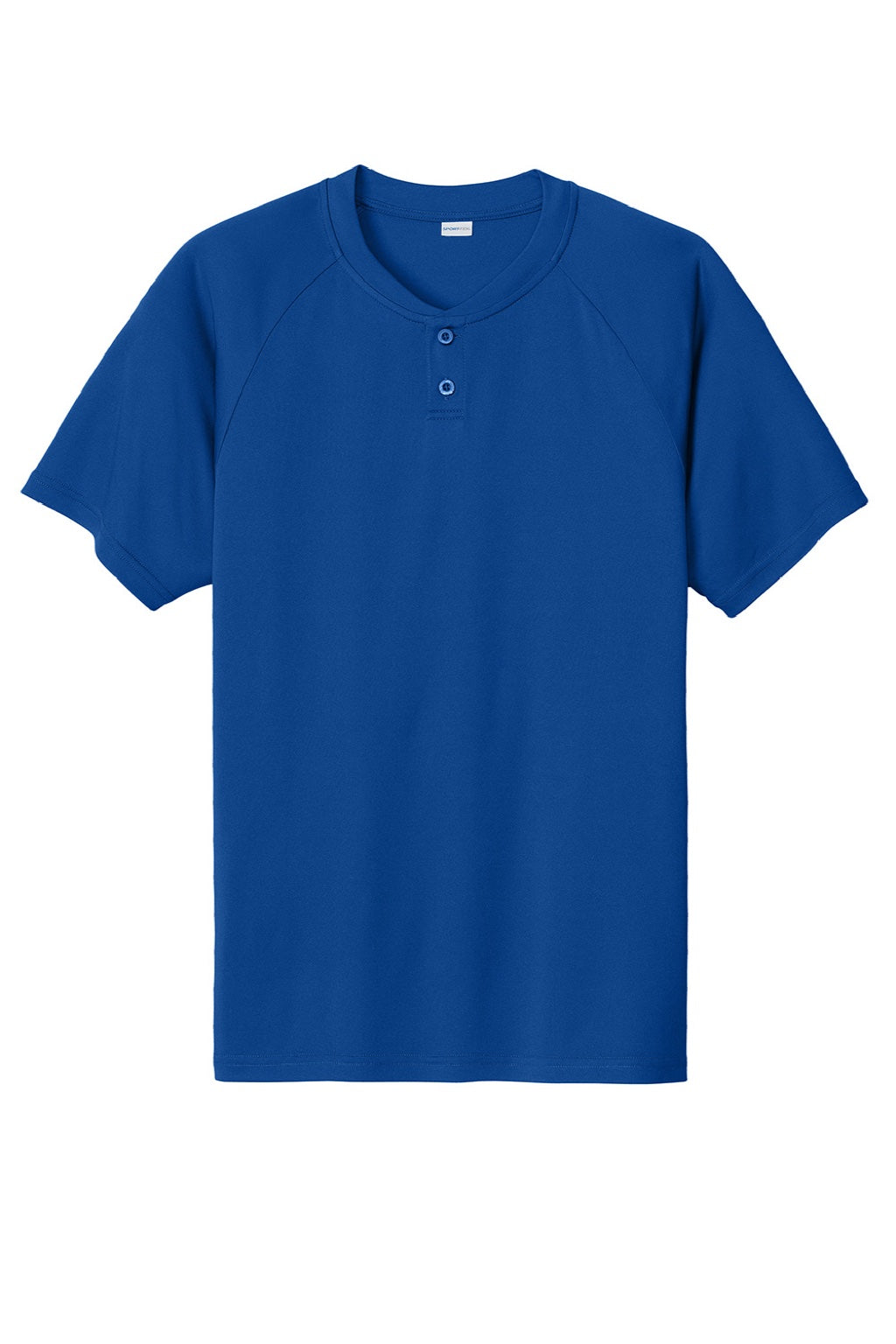 Sport-Tek ST359 Mens Moisture Wicking Competitor 2 Button Short Sleeve Henley True Royal Blue Flat Front