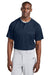 Sport-Tek ST359 Mens Moisture Wicking Competitor 2 Button Short Sleeve Henley True Navy Blue Model Front