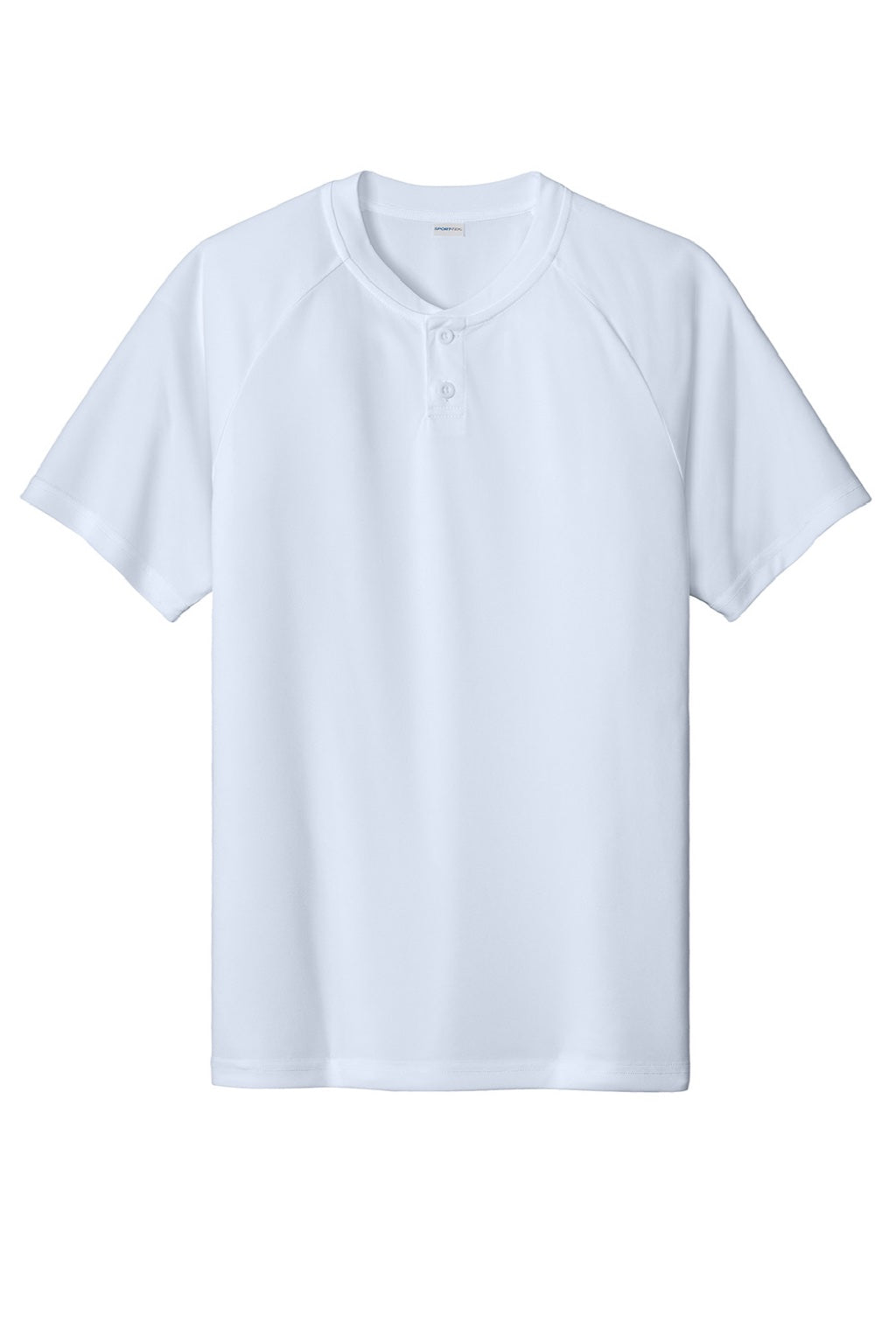 Sport-Tek ST359 Mens Moisture Wicking Competitor 2 Button Short Sleeve Henley White Flat Front