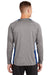 Sport-Tek ST361LS Mens Contender Heather Moisture Wicking Long Sleeve Crewneck T-Shirt Heather Vintage Grey/Royal Blue Model Back