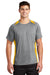 Sport-Tek ST361 Mens Contender Heather Moisture Wicking Short Sleeve Crewneck T-Shirt Heather Vintage Grey/Gold Model Front