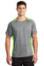 Sport-Tek ST361 Mens Contender Heather Moisture Wicking Short Sleeve Crewneck T-Shirt Heather Vintage Grey/Lime Shock Green Model Front