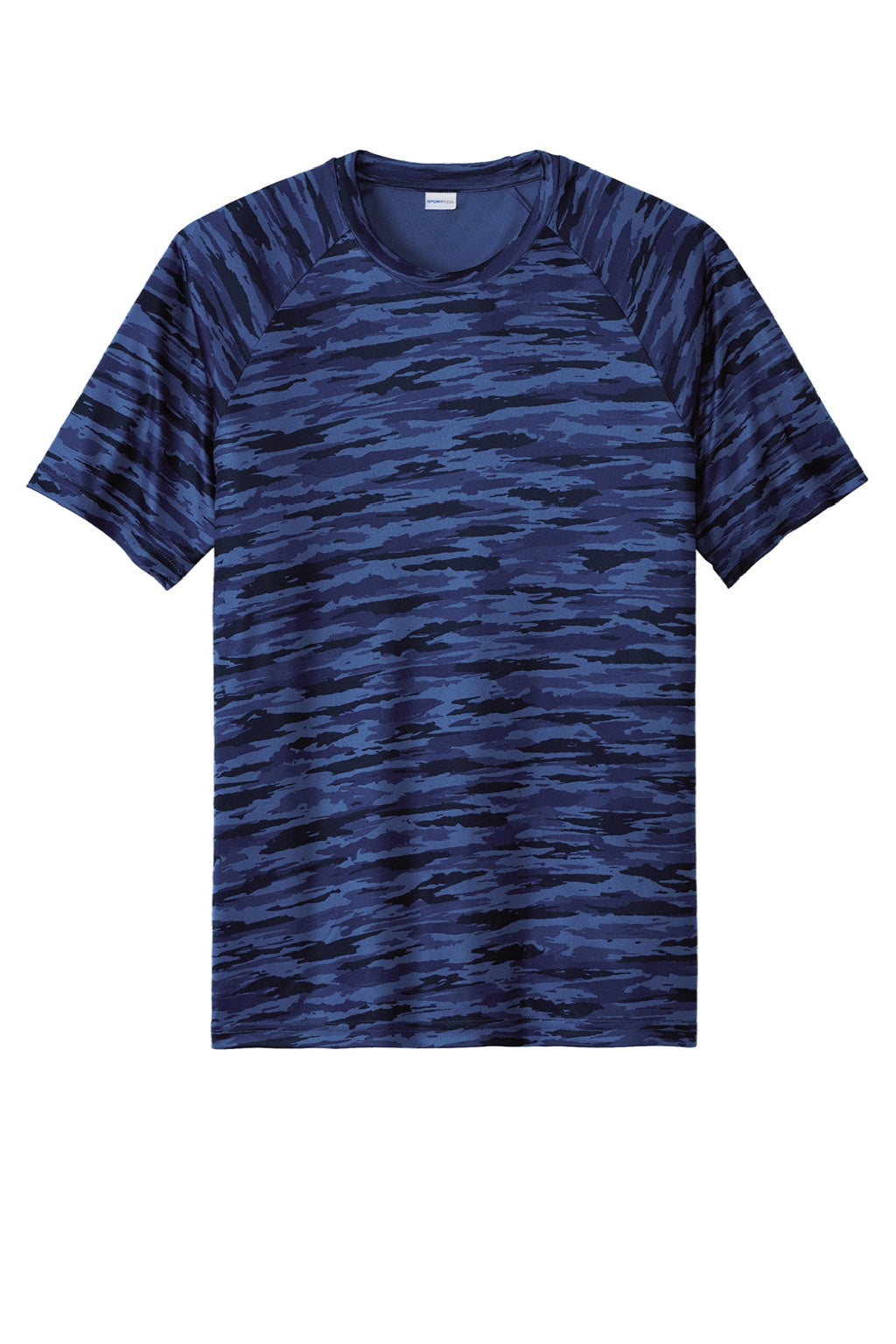 Sport-Tek ST375 Mens Drift Camo Moisture Wicking Short Sleeve Crewneck T-Shirt Royal Blue Flat Front