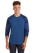 Sport-Tek ST376LS Mens Drift Camo Colorblock Moisture Wicking Long Sleeve Crewneck T-Shirt Royal Blue Model Front