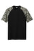 Sport-Tek ST376 Mens Drift Camo Colorblock Moisture Wicking Short Sleeve Crewneck T-Shirt Black Flat Front