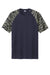 Sport-Tek ST376 Mens Drift Camo Colorblock Moisture Wicking Short Sleeve Crewneck T-Shirt True Navy Blue Flat Front
