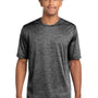 Sport-Tek Mens Electric Heather Moisture Wicking Short Sleeve Crewneck T-Shirt - Grey Black Electric