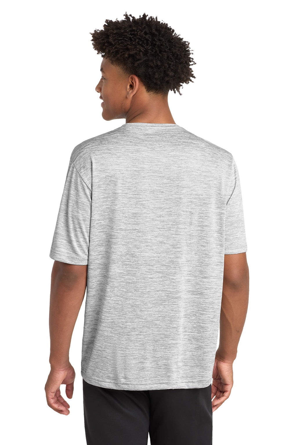 Sport-Tek ST390 Mens Electric Heather Moisture Wicking Short Sleeve Crewneck T-Shirt Silver Grey Electric Model Back