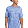 Sport-Tek Mens Electric Heather Moisture Wicking Short Sleeve Crewneck T-Shirt - True Royal Blue Electric