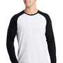 Sport-Tek Mens Moisture Wicking Long Sleeve Crewneck T-Shirt - White/Black - Closeout