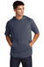 Sport-Tek ST404 Mens Moisture Wicking Short Sleeve Hooded T-Shirt Hoodie Heather True Navy Blue Model Front