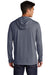 Sport-Tek ST406 Mens Moisture Wicking Long Sleeve Hooded T-Shirt Hoodie Heather True Navy Blue Model Back