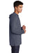 Sport-Tek ST406 Mens Moisture Wicking Long Sleeve Hooded T-Shirt Hoodie Heather True Navy Blue Model Side