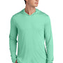 Sport-Tek Mens Posi-UV Pro Moisture Wicking Long Sleeve Hooded T-Shirt Hoodie - Bright Seafoam Green