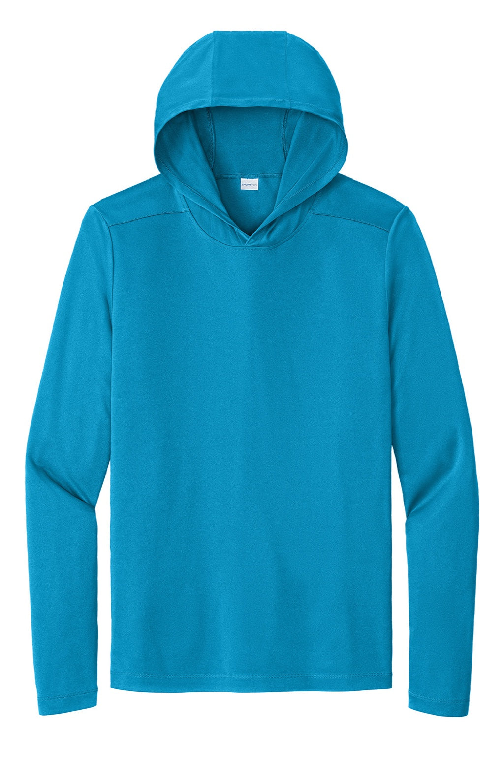 Sport-Tek ST420LSH Mens Posi-UV Pro Moisture Wicking Long Sleeve Hooded T-Shirt Hoodie Sapphire Blue Flat Front