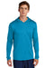 Sport-Tek ST420LSH Mens Posi-UV Pro Moisture Wicking Long Sleeve Hooded T-Shirt Hoodie Sapphire Blue Model Front