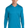Sport-Tek Mens Posi-UV Pro Moisture Wicking Long Sleeve Hooded T-Shirt Hoodie - Sapphire Blue