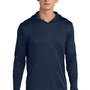 Sport-Tek Mens Posi-UV Pro Moisture Wicking Long Sleeve Hooded T-Shirt Hoodie - True Navy Blue