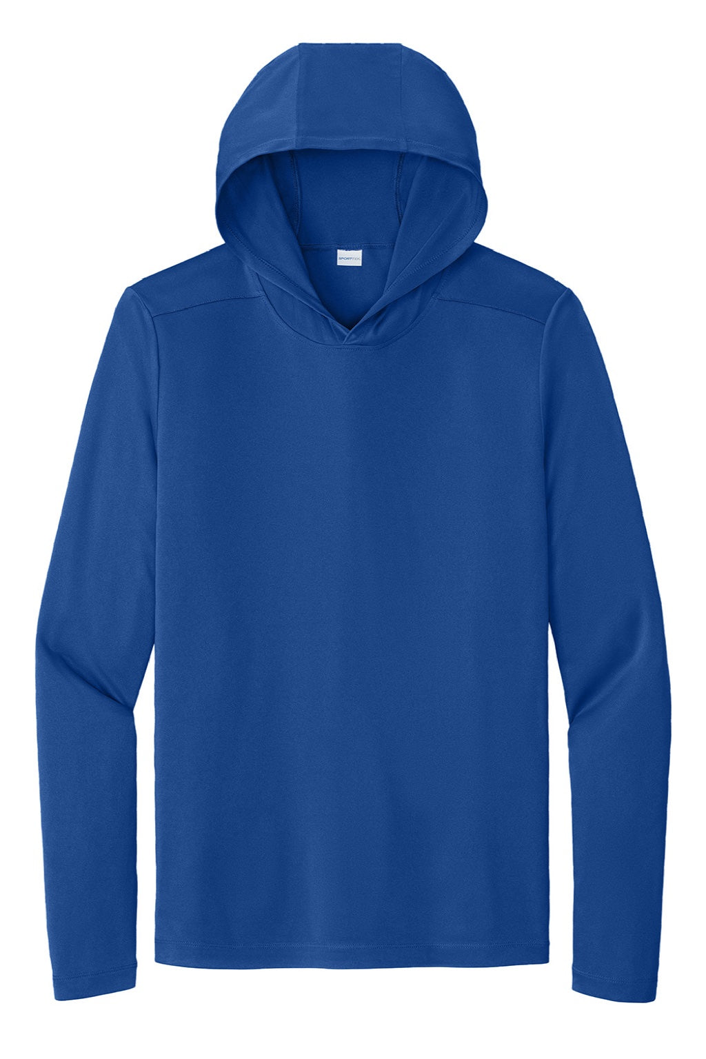 Sport-Tek ST420LSH Mens Posi-UV Pro Moisture Wicking Long Sleeve Hooded T-Shirt Hoodie True Royal Blue Flat Front