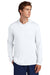 Sport-Tek ST420LSH Mens Posi-UV Pro Moisture Wicking Long Sleeve Hooded T-Shirt Hoodie White Model Front